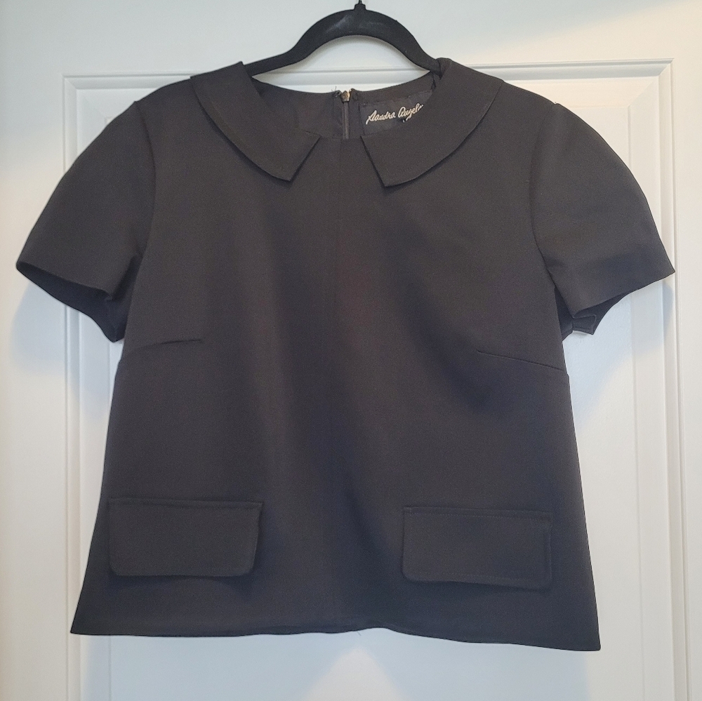 NWT Femme de Carriere Sandra Angelozzi Boxy Top Pointed Collar Made In Canada